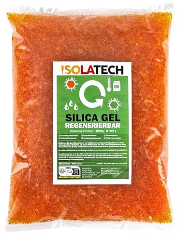 ISOLATECH Silica Gel regenerierbar Trockenmittel auch als Filament Trockner geeignet orange 500g Beutel Silicagel Kugeln als Kieselgel Silikagel Entfeuchter