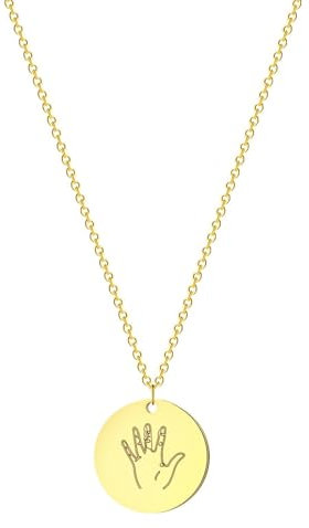 Sopodbacker Pendants Necklace Pendant Chain Men Women Jewellerygesture Necklace Sign Language Necklace Gift I Love You Palm Vintage Gold