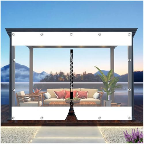 Transparente Planen Seitenwände Mit Reißverschluss,Durchsichtige Planen Vorhange Mit Ösen,Outdoor Wasserdichte Planen,Pvc Trennwand Regenvorhänge,Für Pergola Terrasse Carport,WxH-4.5x2.3m/14.8*7.5ft