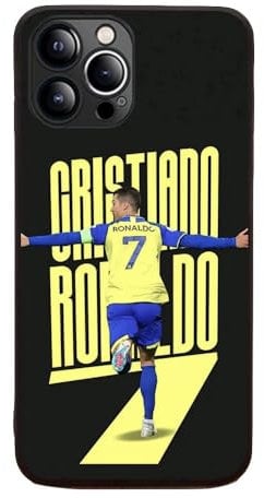 EZB Cristiano Ronaldo Themed iPhone Phone Case | Flexible Shock Absorbant Cool Phone Cover | Ronaldo Yellow and Black Al Nassr Case (iPhone 8)