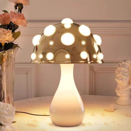 Juodkeo Pilz Lampe LED Dimmbare Pilz Nachttischlampe, Mushroom Lamp Deko Tischlampe mit Kabel für Wohnzimmer Schlafzimmer, Glühbirne Inklusive