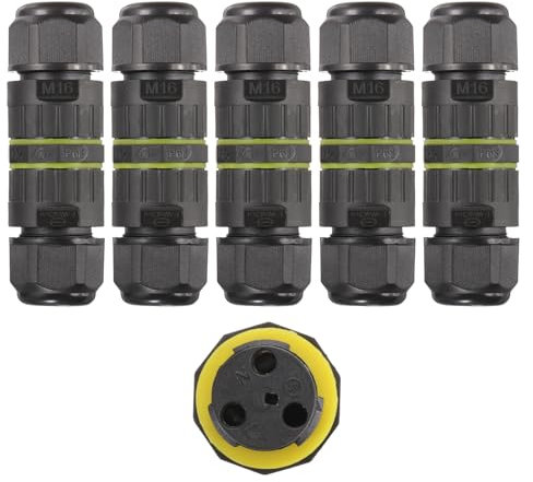 DMiotech 5 Pcs Waterproof Junction Box Electrical Cable Connector M16 2 Pin Outdoor Wire Connectors Wire Range(3.5-10mm) for Tunnel Lights, Underwater Lights, Garden Lights