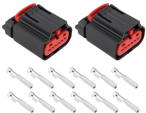 YINETTECH 2 Stück 6-poliger MAF-Luftmassenmesser-Anschlussstecker mit 12 Stück Klemmen WPT-1241 MAF-Sensoranschluss Kompatibel mit Ford Transit Mk7 Mk8 TDCI 31,6x18,9x24,2mm