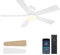 Ventilateurs de plafond blancs avec éclairage, 116cm Flush Mount Low Profile Ceiling Fan Light avec 5 pales double face, ventilateur de plafond moderne pour les terrasses intérieures/extérieures