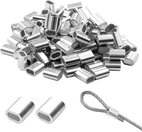 120 Stk Aluminiumhülse Ovale Presshülsen 3mm,Metallhülsen,Klemmhülsen,pressklemmen metallhülsen Aluminium Drahtseilklemmenfür Seile Draht Seilverbinder Stahlseil Drahtseil Kabel (3mm)