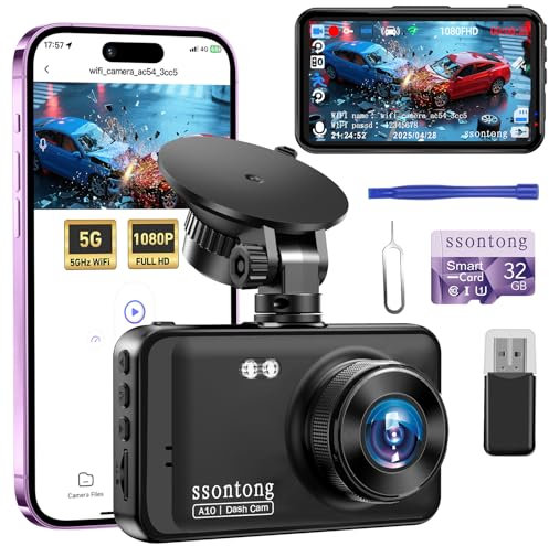 Car Dash Cam, WiFi/APP Control Dash Cam 1080P Dashcam 3 IPS Dash Camera with 32GB Card Car Camera with Night Vision, 170°Wide Angle Dash-cam Loop Recording G-sensor Motion Detection Parking Mode