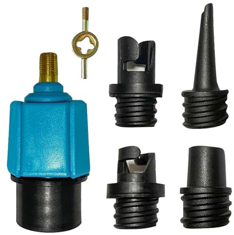 Attacco Pompa Aria, Con 4 Ugelli Adattatore Pompa Aria, Adattatore di Pompas SUP, Adattatori Pompas, Accessori Adattatori per Valvole Dell'aria per Kayak, Gommoni, Pagaie SUP, Barche da Pesca/Blu