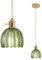 LFsem Lámpara Colgante de Techo Vintage con Flor de Cristal, Latón E27 con Interruptor, Cable Ajustable de 150cm, Luz Colgante para Cocina Dormitorio Sala Comedor (Verde)