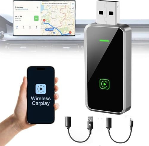 Qualihome Adaptateur sans Fil pour Android Auto et CarPlay, Carplay sans Fil USB & Type C Dongle Compatible avec iOS 10+/Android, Les Voitures à partir de 2016, Plug & Play