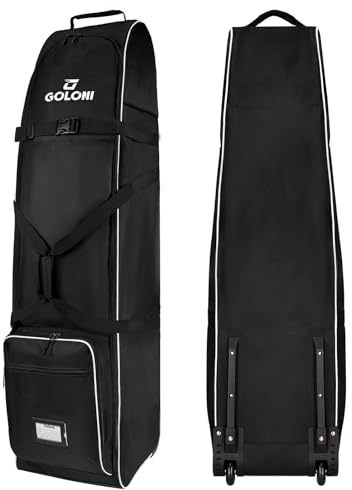 Premium-Golf-Reisetasche mit Rädern – strapazierfähiges 600D-Polyester, universelle Passform (passend für bis zu 129,5 cm) – langlebig, wasserabweisend und leicht für Flugzeug- und Autoreisen, schwarz