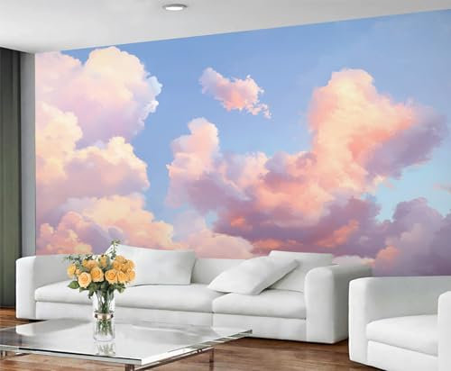 GIVLWF Sky Cloud Wallpaper, Pastel Sky Bedroom Wallpaper, Smoky Clouds Wall Paper for Living Room, Not Self Adhesive Sunshine Wall Mural, Natural Landscape Large Mural & Room Decor