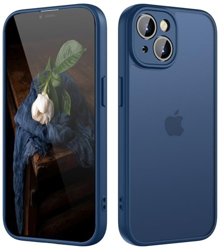 KPPIT for iPhone 14 case,Shockproof Military Grade Drop Protection, Frosted Translucent Back iPhone 14 Phone case,Blue