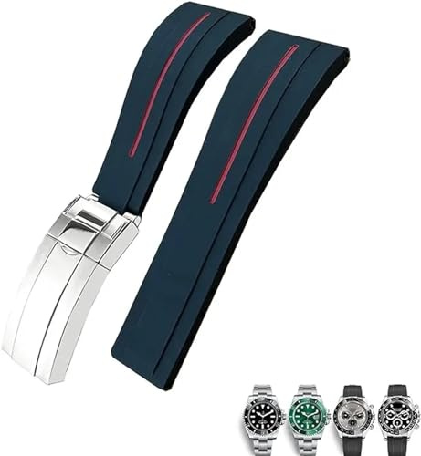 TIOYW 20 mm Gummi-Uhrenarmband für Rolex GMT Oysterflex Daytona Submariner Deep Sea wasserdichtes Armband, 20 mm, Achat