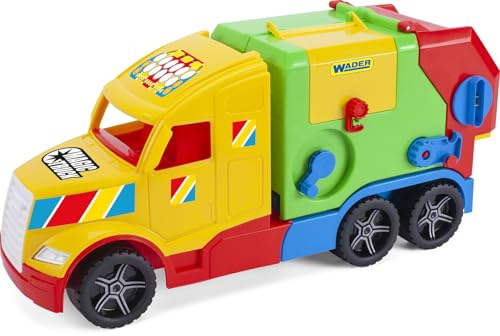 Wader 36331 Magic Truck Garbage Truck with Conveyor Belt and Luminous Headlights, Size Approx. 59.5 cm, for Children from 3 Years, Suitable as a Gift for Creative Play