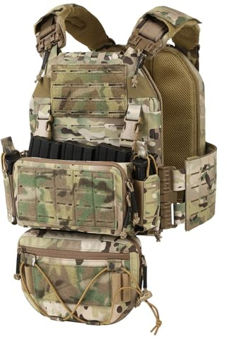 VOTAGOO Plattenträger Taktische Weste 500D Nylon, Schnellverschluss MOLLE System, Modulare Airsoft Plate Carrier Weste mit Magazintaschen für Paintball und Outdoor
