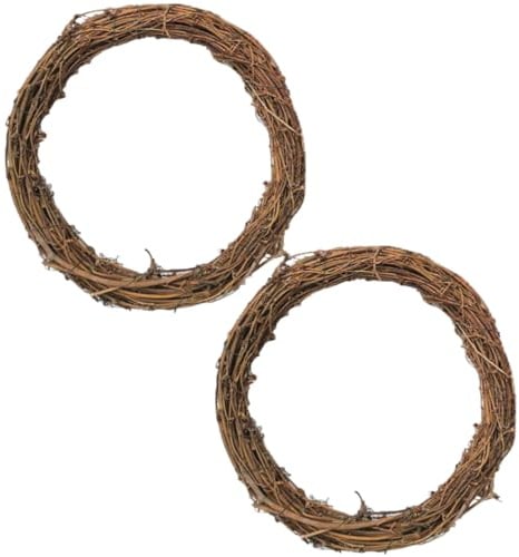 TOYZFRIENDY 2 Stück Rattan Kranzringe Natur Weidenkränze DIY Bastelzubehör Blumenkranz Kranzringe für Türdekoration Weihnachten Garten Party Zuhause