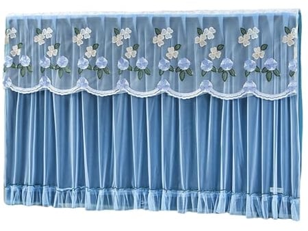 TV Cover 80*55cm TV Screen Monitor Protector Cover Television LCD Lace Embroidery Dust Home Decorations(Blue)
