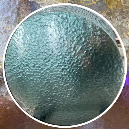 KGPGNYMYHA Runde Glastischplatte 90cm 50cm Glasplatte Couchtisch, Esstisch Tischplatte Wasserripple Transparent Milchglas Tischschutz(38cm-15in)