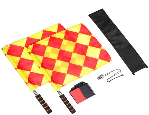 ORFOFE Schiedsrichterfahnen 1 Satz Metall, Fußballschiedsrichterfahnen | Gelb Rote Karte, Schiedsrichterpfiff, Signalflagge, Schiedsrichterpfeife für Fußball