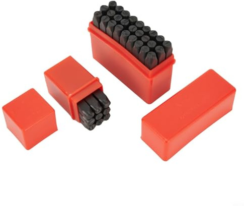 Metallstanzer-Set für Alphabet-Markierung, 36-teiliges Zahlen- und Buchstabenstempel-Bastelwerkzeug mit 1/4-Zoll-Sechskantschaft-Konverter, kompatibel (6 mm)
