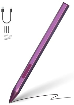 Stylus for Surface Pro 12–4/X, Go 4–1, Book/Laptop/Studio/Duo, MPP 2.0, Red | 4096 pressure levels, tilt shading, palm rejection, magnetic storage, eraser/right-click shortcuts, 80-hour use, 3 spare nibs
