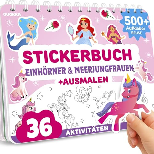 Stickerbuch für Kinder ab 3-5 Jahren - Märchen | Mal- und Sticker-Kreativbuch mit 500+ Stickern - Eigene Märchenszenen für Reisen und Ruhiges Spielen
