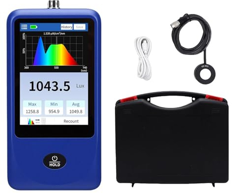 Light Meters, Light Spectrum Meter Handheld Spectrometer Spectral Illuminance Meter 1 Million Lx Range Measure Color Temperature Renderi