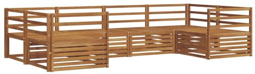 vidaXL Sofagarnituren 6 pcs Natur Massivholz Akazie, Moderner Garten-Sofa, strapazierfähiges Terrassen-Set, Bequeme Sitzmöbel für Deine Lounge-Atmosphäre