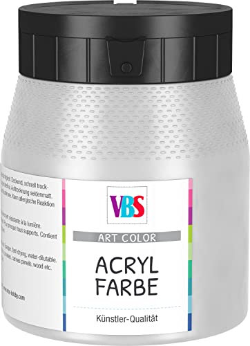 VBS Acrylfarbe seidenmatt 250 ml Malen Keilrahmen Farbe Mischweiß, lasierend