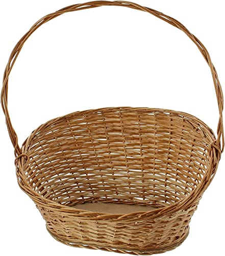 Dekoleidenschaft Präsentkorb Natur groß, aus Weide, Geschenkkorb leer, Henkelkorb, Weidenkorb, Dekokorb, Geschenkekorb, Flechtkorb