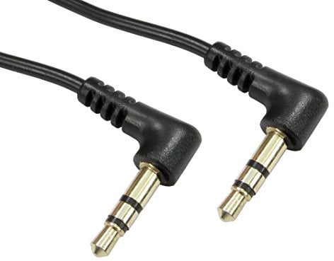 World of Data 1.5m Black 3.5mm Audio Cable - 24k Gold Plated - Stereo - Male to Male - Right Angle to Right Angle