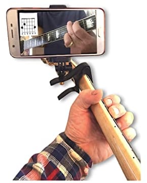 Smart-Po Smartphone Guitar Capo | Android and iPhone Compatible Dock Headstock Neck Clamp | Cell Phone Holder Aid Musicians | Electric or Acoustic Guitars