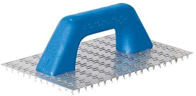 REFINA 8mm Twisted Tooth Scratch Float Hand Tool - 10”x6” (249 x 145mm) Stainless Steel Scraper w/Plastic Square Grip Handle - Plastering & Rendering Tool to Achieve Perfect Decorative Finish