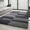 Carpettex Hochflor Teppich Wohnzimmer Shaggy Flokati Modern Kariert 240 x 340 cm Grau - Schlafzimmer Weich Flauschig Waschbar Küche Esszimmer - Langflor