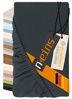 Spannbettlaken Made in Germany - Feinbiber aus 100% Baumwolle 1037.1342, 90 x 200 cm, anthrazit