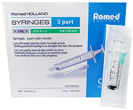 Medi-Inn Spritzen-Set für Hobby Heimwerken 100 Stück steril Set (Spritze-Kanüle) steril verpackt (5 ml)