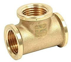 T TEE OTTONE GIALLO F.F. FEMMINA 1 1/4 RACCORDO TUBO ACQUA GIUNZIONE