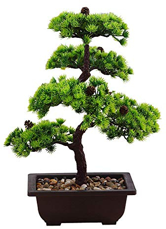Deko Pflanze Bonsai Baum Kunstpflanzen im Topf,Künstliche Pflanzen GrüN (Grün 40cm)