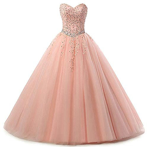 Zorayi Élégant Robes de soirée Longue Robes de mariée Robes de Bal Femmes Tulle Chérie Dos Nu Rose Taille 36