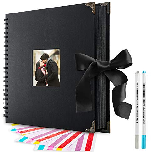 Krumowippi Scrapbook Fotoalbum 30,5 x 30,5 cm DIY mit Cover Fototasche 80 Seiten Seidenband Bastelpapier Album für Gästebuch (1220 Zoll)