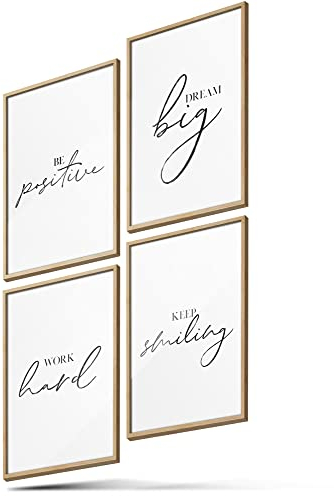 BLCKART Poster-Set Office Motivation 01 - moderne Wandbilder mit Sprüchen - Premium Poster für Arbeitszimmer - Bilder zur Wanddekoration im Büro - Größe A4