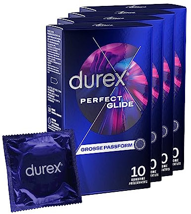 Durex Perfect Glide Kondome - 40 Extra befeuchtete Kondome für bessere Gleitfähigkeit (4 x 10 Stück)