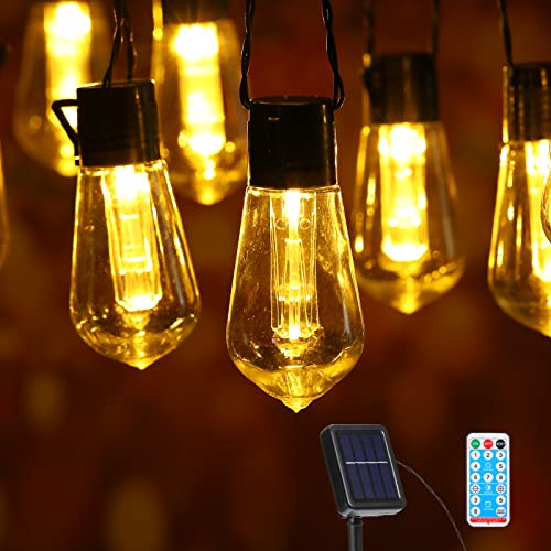 31 Feet Solar Outdoor Lichterketten Vintage Glühbirnen mit 20 Dimmbaren Warmweißen Solarbetriebenen LED Lampen Wasserdichtes Bruchsicheres Energiesparendes LED Licht mit Solar Panel