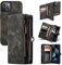 caseme Leather Flip Wallet Case for iPhone 13,Detachable Back Magnetic Closure 2-in-1 Shockproof Zipper Purse Cover with Card Slots (13, Black)