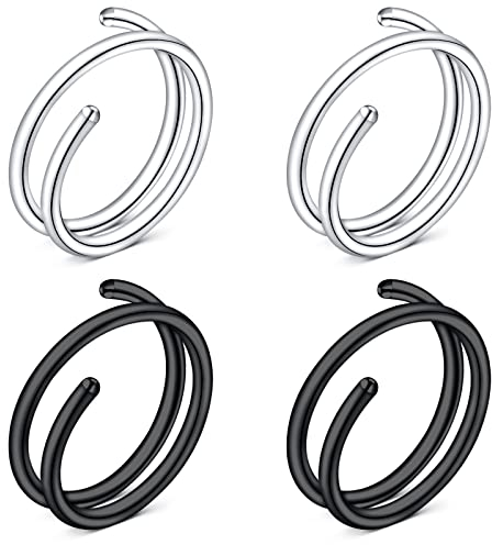Briana Williams Nasenring 8mm Nasenpiercing Ring 0,8mm Spiral Doppel Hoop Nasenring für Single Piercing Edelstahl Nase Rings