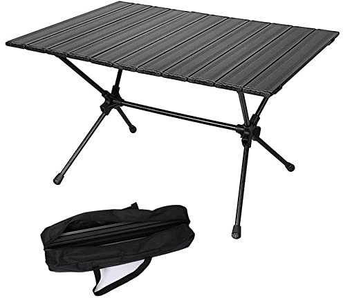 Klzzuk Tragbarer Klappbarer Campingtisch, Höhenverstellbare Aluminiumlegierung Eierbrötchen-Tisch, Anhebbarer Campingtisch im Freien mit Aufbewahrungstasche für Garten, Picknick, Strand