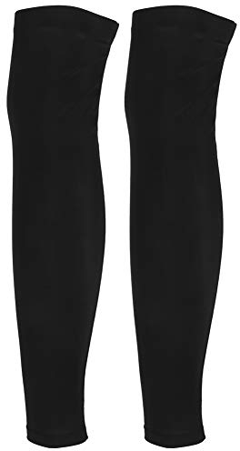 Agatige 1 Pair Sunscreen Bike Leg Sleeves, 55cm/21.65po Breathable Bicycle Basketball Leg Sleeve, Unisex Cycling Sunscreen Legs Sleeves Long Socks Leggings Sleeve for Riding Biking (Black)