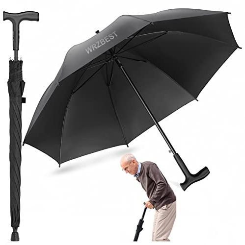 Paraguas 2 en 1 para bastones – Paraguas de bastón cortavientos ligero, resistente al viento, marco resistente, regalo ideal para padres para escalada, senderismo, pasar el rato en la lluvia