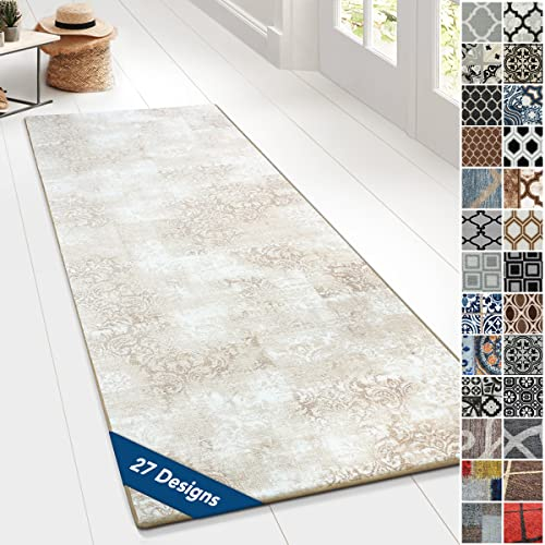 Floordirekt Teppichläufer mit Muster - maßgefertigter Feinschlingen Teppich Läufer für Küche, Flur & Wohnraum - Ornament Vintage Orient Gitter (80 x 250 cm, Davoli)