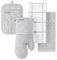 KitchenAid Ofenhandschuh, Topflappen, Küchentuch aus gestepptem Baumwoll-Frottee, hitzebeständig, Silikongriff, 40,6 x 66 cm, 17,8 x 33 cm und 17,8 x 25,4 cm, 4-teiliges Set, Mattes Grau